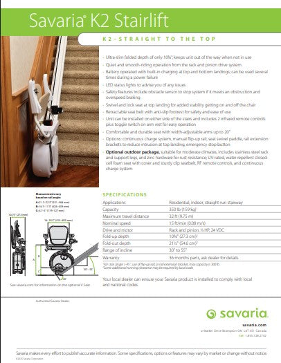 Savaria® K2 Stairlift