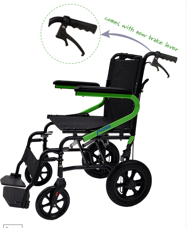 MOBB Health Care 12'' Transp. Chair Yellow/Blue/Lime Green