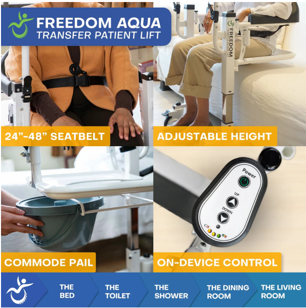 FREEDOM AQUA WATERPROOF PATIENT TRANSFER LIFT - SLING-FREE & PORTABLE