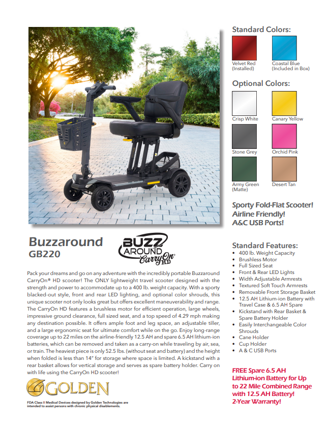 Buzzaround CarryOn® HD scooter