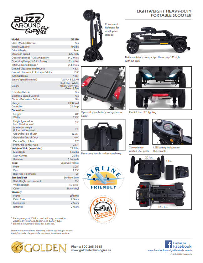 Buzzaround CarryOn® HD scooter
